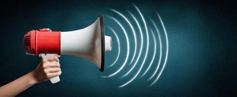The Megaphone Emitting Sound Waves in a Vibrant Background photo