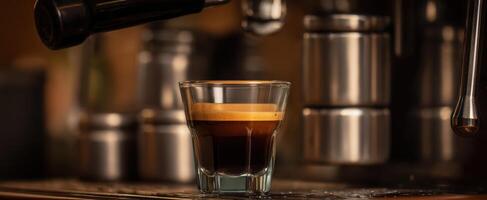The exquisite espresso shot captured in a coffee machine setting photo