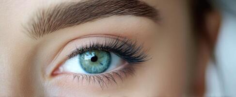 The striking green eye captivating with its detailed features and emotional depth. photo