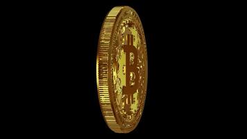 Gold Bitcoin Mechanism in Full Rotation, Alpha Channel, Coin, Cryptocurrency, Money, Blockchain, Exclusive, Looped, Transparent Background video