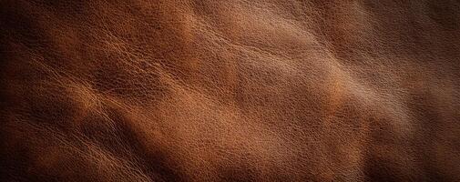 The luxurious texture of rich brown leather showcasing its unique natural patterns photo