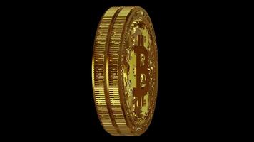 Two Gold Bitcoin Mechanism in Full Rotation, Alpha Channel, Coin, Cryptocurrency, Money, Blockchain, Exclusive, Looped, Transparent Background video