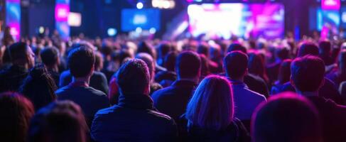 The vibrant crowd at a lively corporate event filled with energy and excitement. photo