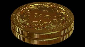 Cryptocurrency, Two Gold Bitcoin Mechanism in Full Rotation, Looped, Alpha Channel, Coin, Exclusive, Transparent Background, Money, Blockchain video