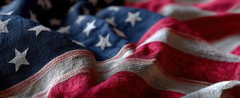 The American flag beautifully draped with rich textures and colors. photo