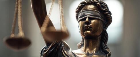 The Blind Lady Justice Statue Holding Scales in a Courthouse Setting photo