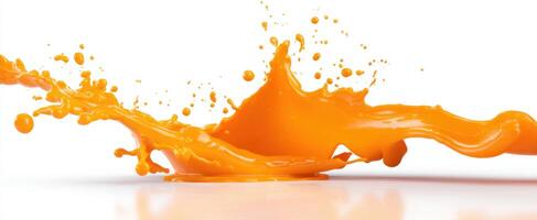 The Dynamic Orange Paint Splash on a White Background photo
