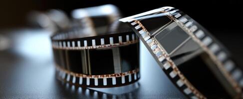 The intricate film reel displaying vintage cinematic photography elements photo