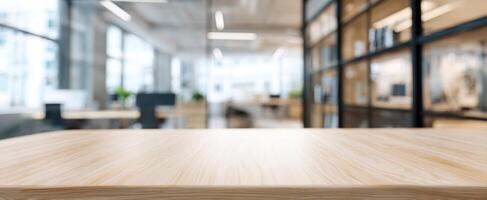 The Modern Office Workspace Featuring a Minimalistic Wooden Table photo