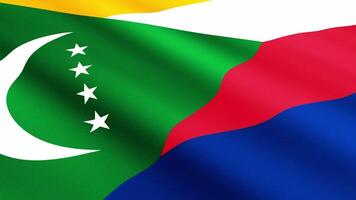 Comoros Flag Waving Gently in the Wind, Close-Up Full-Frame Perspective, Soft Fabric Texture, Slow Motion, Natural Movement, Waving Flag Background video