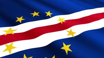 Cabo Verde Flag Waving Gently in the Wind, Close-Up Full-Frame Perspective, Soft Fabric Texture, Slow Motion, Natural Movement, Waving Flag Background video