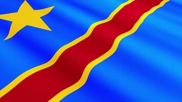 Democratic Republic Of The Congo Flag Waving Gently in the Wind, Close-Up Full-Frame Perspective, Soft Fabric Texture, Slow Motion, Natural Movement, Waving Flag Background video