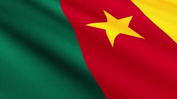 Cameroon Flag Waving Gently in the Wind, Close-Up Full-Frame Perspective, Soft Fabric Texture, Slow Motion, Natural Movement, Waving Flag Background video