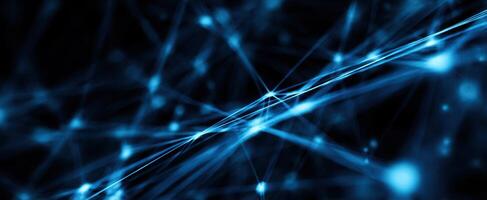 The Glowing Blue Lines of an Abstract Digital Network Moving Through Space photo
