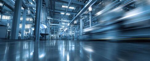 The advanced industrial facility showcasing high-tech machinery and streamlined production processes. photo