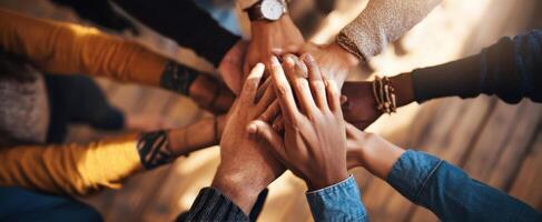 The Hands of Unity Coming Together in a Moment of Collaboration photo