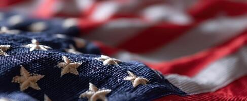 The American flag waving proudly with detailed stars and stripes. photo