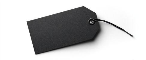 The black label tag on a white background for versatile design use. photo