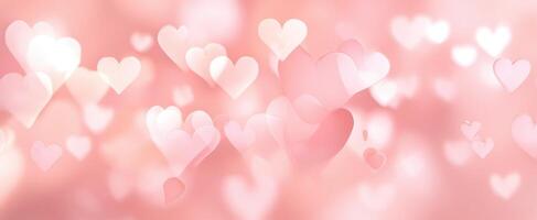 The Heart Shapes Floating in a Soft Pink Background for Romance and Love Celebrations photo