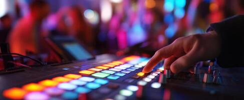 The DJ Controller with Colorful Buttons Illuminating the Nightlife Scene photo