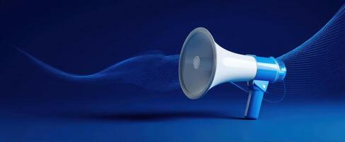 The modern megaphone projecting sound waves in a vibrant digital space photo