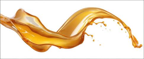 The Golden Liquid Wave Creating an Artistic Splash on White Background photo