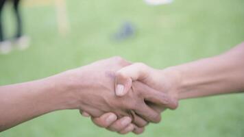 Diverse Handshake Close-Up, Symbolizing Unity, Agreement, and Success video