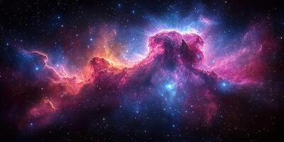 Colorful cosmic nebula displays vibrant hues and intricate structures in deep space photo