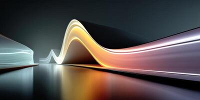 Dynamic light waves create mesmerizing patterns in an abstract digital landscape at dusk photo