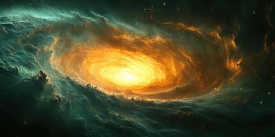 Spiral galaxy in deep space showcasing vibrant colors and celestial activity from a distant point in the universe photo