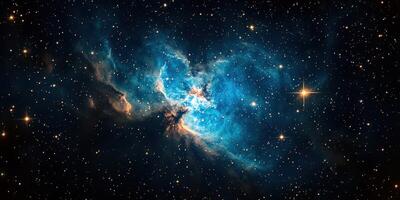 Captivating cosmic nebula glowing in the vastness of outer space filled with countless stars photo
