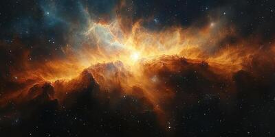 Cosmic explosion of vibrant colors illuminates space during a stellar event photo