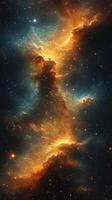 Stunning cosmic nebula with vibrant colors and intricate structures illuminating the night sky in deep space photo