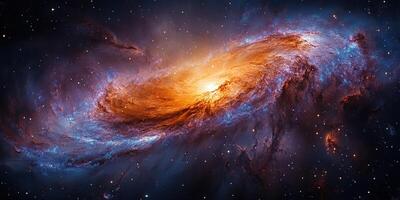 Stunning spiral galaxy revealing vibrant colors and intricate details in outer space photo