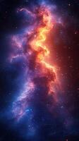 Colorful cosmic nebula glowing brightly in the depths of space observed from Earth photo