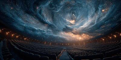 Spectacular cosmic visual displayed in a modern planetarium during an evening presentation photo