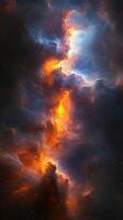 Stunning cosmic nebula with vibrant colors illuminating the depths of space during a clear starlit night photo