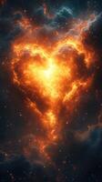 Cosmic heart symbolizes love and passion amidst the stars in a vibrant celestial display photo