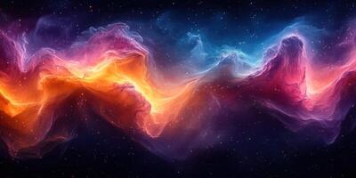 Vibrant cosmic nebula illuminated by shades of orange and blue in the depths of space photo