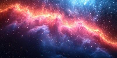 Stunning cosmic nebula showcasing vibrant colors in a celestial landscape with stars and interstellar clouds photo