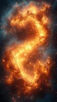 Cosmic formation illuminated by bright fiery gases in a nebula during the emergence of a star photo