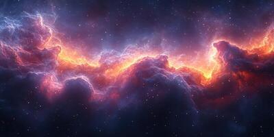 Vibrant cosmic nebula with glowing clouds and sparkling stars in deep space photo