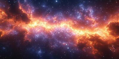 Vivid cosmic nebula illuminated by swirling stars in a deep space vista showcasing vibrant colors and celestial beauty photo