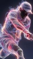 Dynamic tennis player executing a powerful forehand stroke in a high-energy digital art representation photo