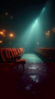 Mysterious atmosphere in an empty theater during a quiet evening performance with dim lighting photo