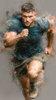 Dynamic runner in motion depicts strength and determination during an athletic training session photo