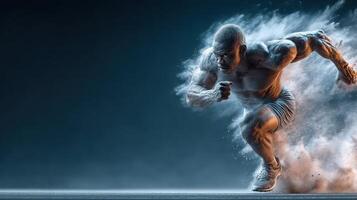 Dynamic runner sprinting with powerful energy and motion captured in a striking burst of movement photo