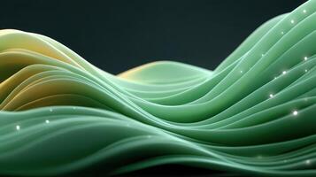 Swirling green waves create an abstract form with gentle light effects and smooth curves in a dark setting photo