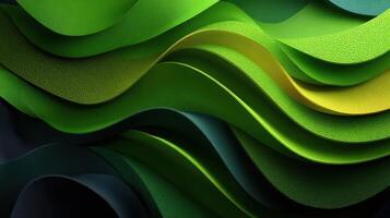 Colorful wavy patterns in shades of green create an abstract and dynamic visual effect in a modern design composition photo