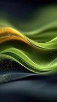 Colorful abstract waves of green and orange flow gracefully on a dark background showcasing smooth textures and dynamic movement photo
